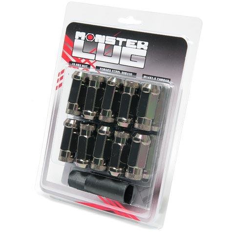Wheel Mate Monster Locking Lug Nut Set of 4 - Black Chrome 14x1.50