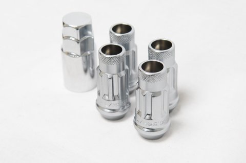 Wheel Mate Muteki SR48 Open End Locking Lug Nut Set of 4 - Satin Silver 12x1.50 48mm