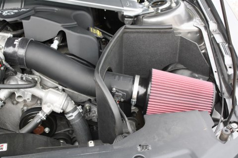 JLT 05-09 Ford Mustang V6 Series 2 Black Textured Cold Air Intake Kit w/Red Filter - Tune Req