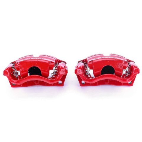 PowerStop Performance Powdercoated Brake Calipers for 2014-2018 3, 2016-2021 CX-3 - S7158 Calipers, Red Calipers, Stock Series, Cast Iron, Red Powdercoated, Front, Mazda, Pair