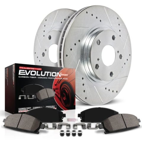 PowerStop Z23 Evolution Sport Brake Upgrade Kits K7757 Rotor and Pad Combo, Upgrade, Rear, Cross-drilled/Slotted Rotors, Zinc Dichromate Plated, Carbon Fiber Ceramic Pads, Volvo