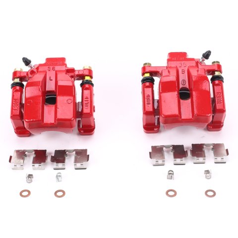 PowerStop Performance Powdercoated Brake Calipers S6992 Calipers, Red Calipers, Stock Series, Aluminum, Red Powdercoated, Cast Iron Bracket, Rear, Lexus, Toyota, Pair