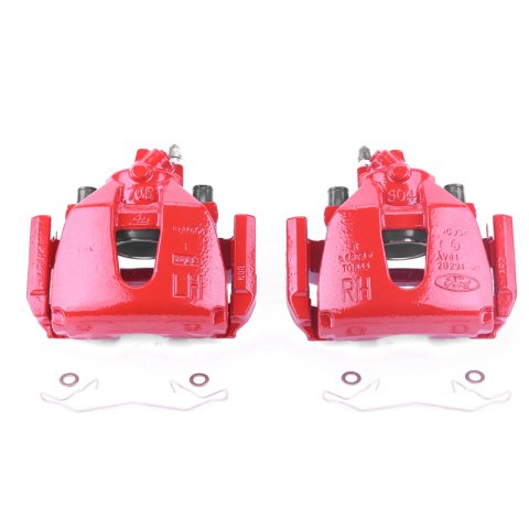 PowerStop Performance Powdercoated Brake Calipers for 2008-2013 3 - S2942B Calipers, Red Calipers, Stock Series, Cast Iron, Red Powdercoated, Front, Mazda, Pair