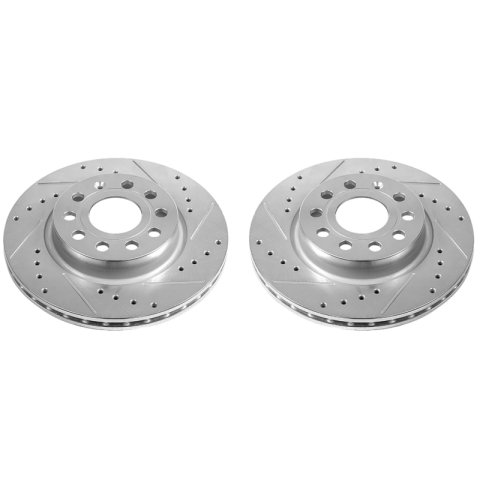 Power Stop 2014 Volkswagen Golf Front Evolution Drilled & Slotted Rotors - Pair