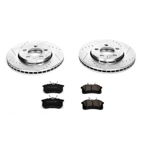 PowerStop Z23 Evolution Sport Brake Upgrade Kits K920 Rotors/Pads, Cross-Drilled/Slotted, Iron, Zinc Dichromate Plated, Rear, Audi, Volkswagen, Kit