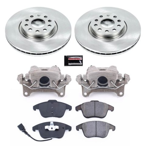 PowerStop Z17 Evolution Plus Stock Replacement Brake Kits with Calipers KCOE2963 Disc Kit, Replacement, Front, Solid Surface, Audi, Volkswagen, Kit