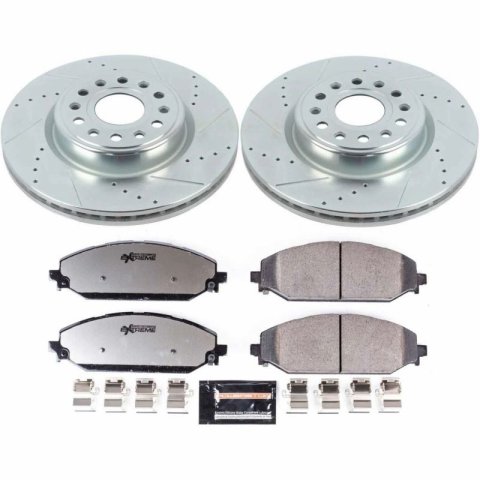 PowerStop Z36 Truck and Tow Brake Upgrade Kits for 2019-2025 1500 - K8183-36 Rotors/Pads, Tow, Carbon Fiber Ceramic Pads, Iron Rotors, Zinc Plated, Cross-Drilled/Slotted, Front, RAM, Set