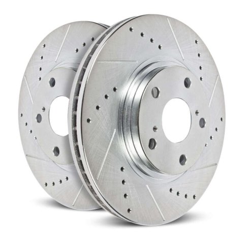 PowerStop Evolution Drilled and Slotted Rotors AR83107XPR Brake Rotors, Rotors, Cross-drilled Surface, Zinc Plated, 14.88 in. O.D., Front, Jeep, Ram, Pair