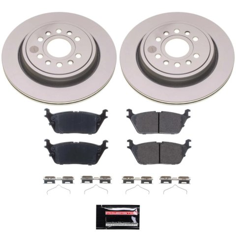 PowerStop Z17 Evolution Plus GEOMET Coated Brake Kits CRK8873 Rotor and Pad Combos, Coated, Solid Surface Rotors, Ceramic Pads, Rear, Jeep, Ram, Kit