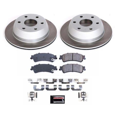 PowerStop Z17 Evolution Plus Semi-Coated Rotor Brake Kits SC2018 and Pad Combo, Semi-Coated, Rear, Solid Surface Rotors, 12.76 in. O.D., Ceramic Pads, Chevrolet, GMC, Kit