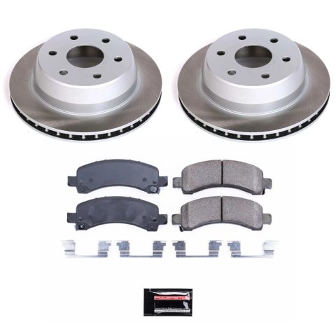 PowerStop Z17 Evolution Plus Semi-Coated Rotor Brake Kits SC2047 and Pad Combo, Semi-Coated, Rear, Solid Surface Rotors, 12.99 in. O.D., Ceramic Pads, Cadillac, Chevrolet, GMC, Kit