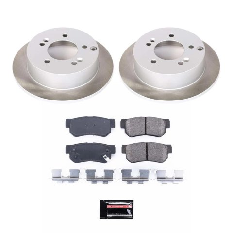 PowerStop Z17 Evolution Plus Semi-Coated Rotor Brake Kits SC5214 and Pad Combo, Semi-Coated, Rear, Solid Surface Rotors, 10.31 in. O.D., Ceramic Pads, for Hyundai, for Kia, Kit