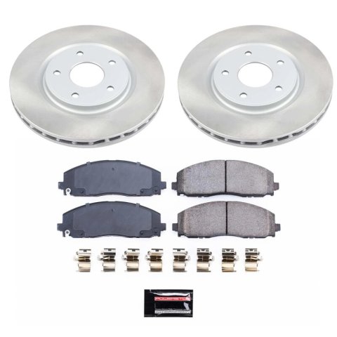 PowerStop Z17 Evolution Plus Semi-Coated Rotor Brake Kits SC5959 and Pad Combo, Semi-Coated, Front, Solid Surface Rotors, Ceramic Pads, Chrysler, Dodge, Ram, Volkswagen, Kit