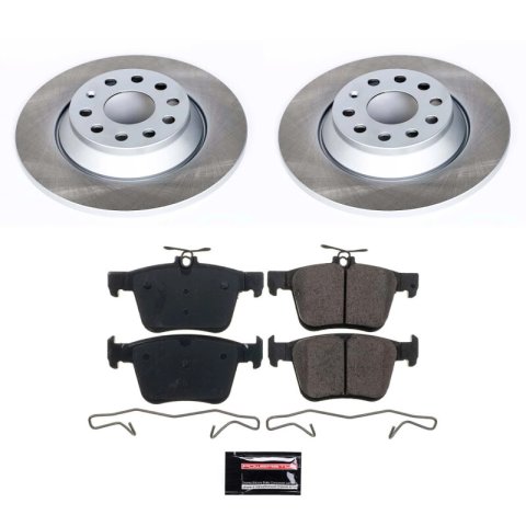 PowerStop Z17 Evolution Plus Semi-Coated Rotor Brake Kits SC7176 and Pad Combo, Semi-Coated, Rear, Solid Surface Rotors, 11.81 in. O.D., Ceramic Pads, Audi, Volkswagen, Kit