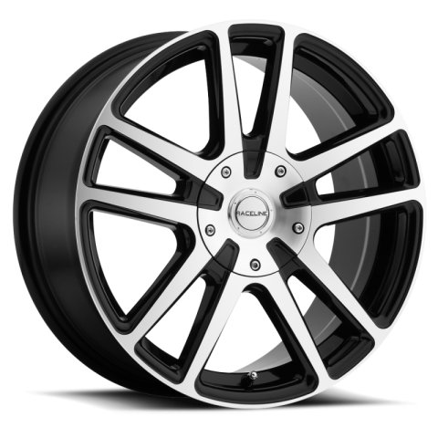 Raceline 145M Encore 18x8in / 5x112/5x120 BP / 40mm Offset / 74.1mm Bore - Black & Machined Wheel