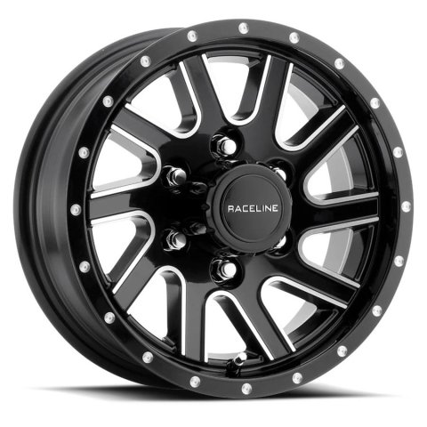 Raceline 820M Twisted 16x6in / 8x165.1 BP / 0mm Offset / 4.90mm Bore - Black & Machined Wheel