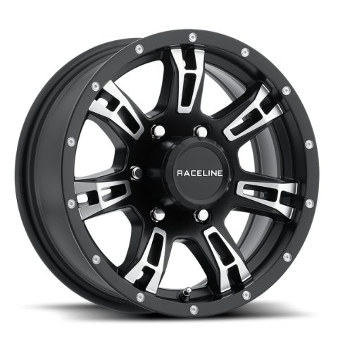 Raceline 840 Arsenal 16x6in / 6x139.7 BP / 0mm Offset / 4.25mm Bore - Black & Machined Wheel