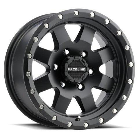 Raceline 935B Defender 18x9in / 8x180 BP / 18mm Offset / 130.81mm Bore - Satin Black Wheel