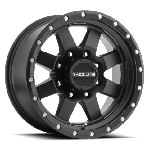 Raceline 935B Defender 17x9in / 5x127 BP / 0mm Offset / 83.82mm Bore - Satin Black Wheel