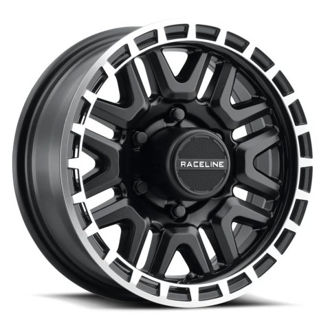 Raceline 953BM Krank 16x6in / 6x139.7 BP / 0mm Offset / 4.25mm Bore - Black & Machined Wheel
