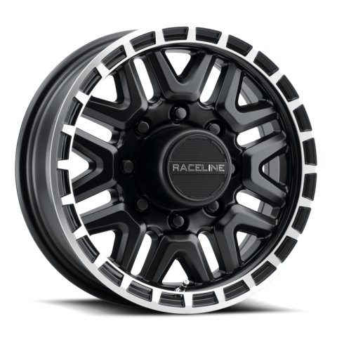 Raceline 953BM Krank 16x6in / 8x165.1 BP / 0mm Offset / 4.90mm Bore - Black & Machined Wheel