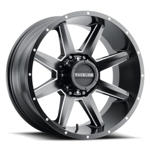 Raceline 954M Stryker 20x9in / 6x139.7 BP / 18mm Offset / 106.1mm Bore - Satin Black & Milled Wheel