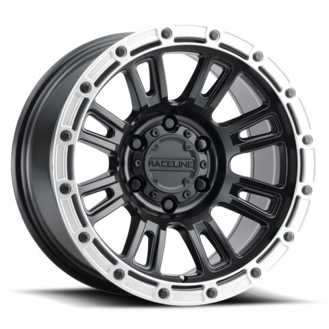 Raceline 956BS Compass 17x8.5in / 6x120 BP / 0mm Offset / 67.1mm Bore - Black & Silver Lip Wheel