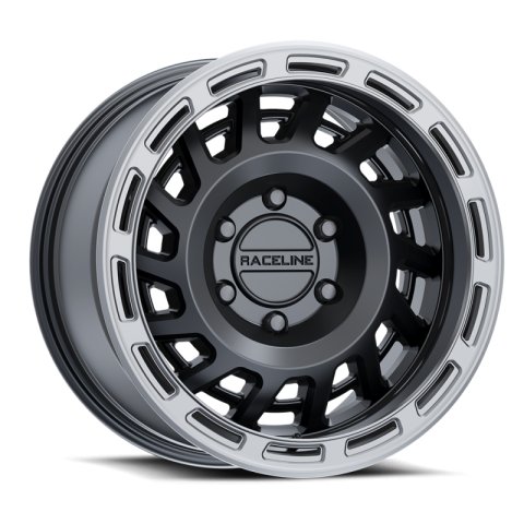 Raceline 957BS Halo 17x8.5in / 5x127 BP / 0mm Offset / 78.1mm Bore - Black & Silver Lip Wheel