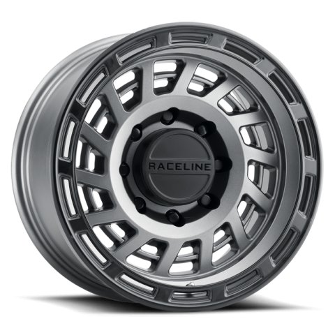 Raceline 957GB Halo 17x8.5in / 5x127 BP / 0mm Offset / 78.1mm Bore - Gunmetal & Black Lip Wheel
