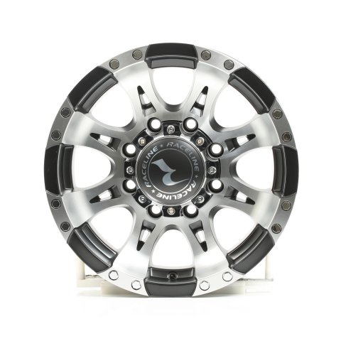Raceline 982 Raptor 16x8in / 8x165.1 BP / 0mm Offset / 130.81mm Bore - Black & Machined Wheel