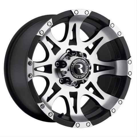 Raceline 982 Raptor 18x9in / 6x139.7 BP / 12mm Offset / 106.1mm Bore - Black & Machined Wheel