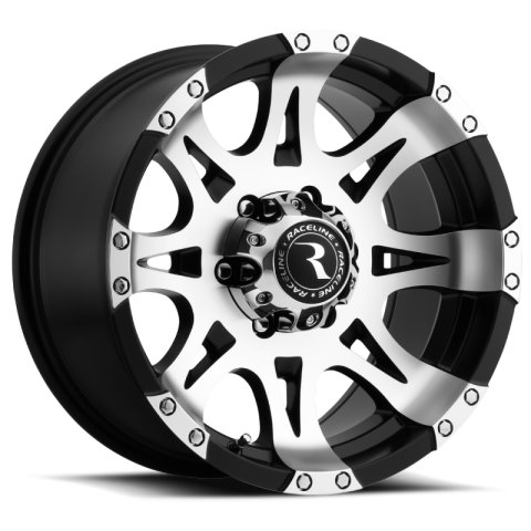 Raceline 982 Raptor 17x9in / 6x139.7 BP / 0mm Offset / 106.1mm Bore - Black & Machined Wheel