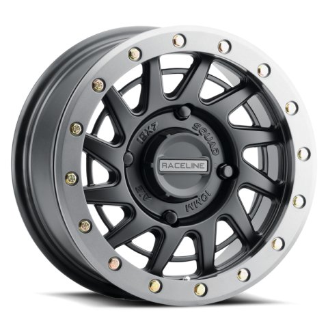 Raceline A12BG Squad 15x7in/4x156 BP/10mm Offset/132.5mm Bore - Black & Gunmetal Ring Beadlock Wheel
