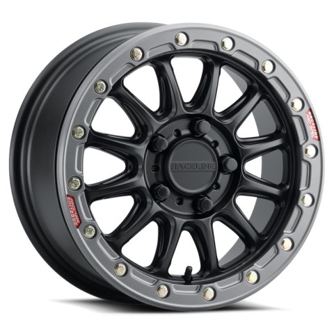 Raceline A14BG Alpha 15x7in/5x114.3 BP/25mm Offset/68mm Bore - Black & Gunmetal Ring Beadlock Wheel