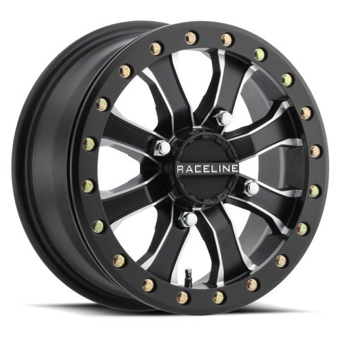 Raceline A71MB Mamba 14x6in/4x137 BP/40mm Offset/110.18mm Bore - Black & Machined Beadlock Wheel