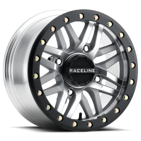 Raceline A91MA Ryno 15x10in/4x137 BP/0mm Offset/110.18mm Bore - Machined & Black Ring Beadlock Wheel