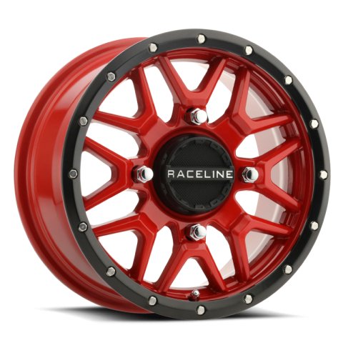 Raceline A94R Krank 14x7in / 4x156 BP / 38mm Offset / 132.5mm Bore - Red & Black Lip Wheel