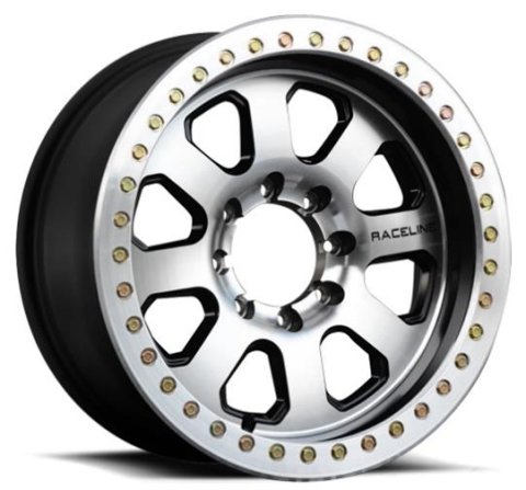 Raceline RT260 Avenger 17x8.5in/6x135 BP/-32mm Offset/87.1mm Bore - Black & Machined Beadlock Wheel