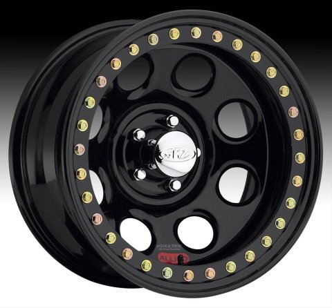 Raceline RT81 Rock 8 16x10in / 5x139.7 BP / -44mm Offset / 107.95mm Bore- Gloss Black Beadlock Wheel