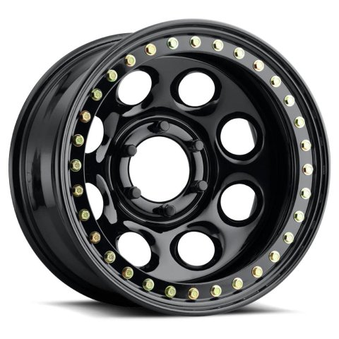 Raceline RT81 Rock 8 17x8in / 5x127 BP / -25mm Offset / 83.82mm Bore - Gloss Black Beadlock Wheel