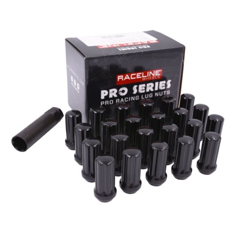 Raceline 1/2in XL Spline Black Jeep Lug Nuts (24 Pack)