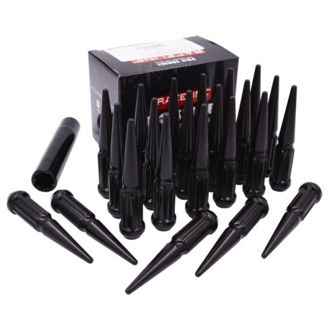 Raceline 14x1.5 XL Spike Black Lug Nuts (Set of 24)