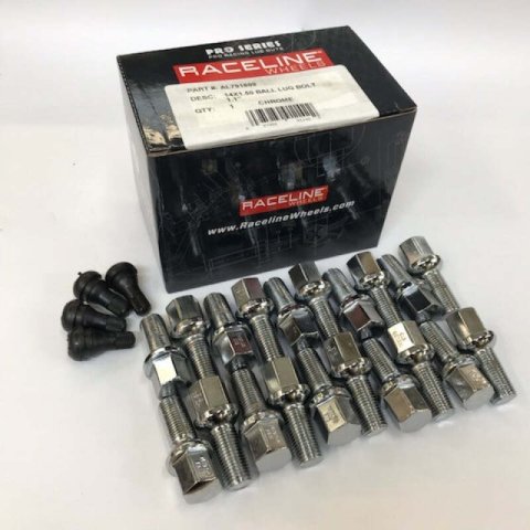 Raceline 14x1.50 1.1in Ball Seat Chrome Lug Bolts
