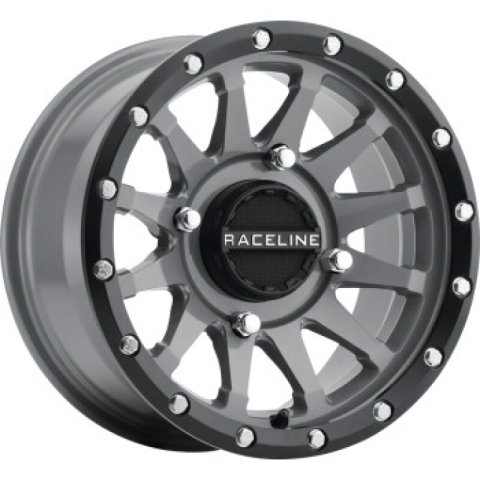 Raceline A95SG Trophy 14x7in / 4x137 BP / 38mm Offset / 110.18mm Bore - Grey & Black Lip Wheel