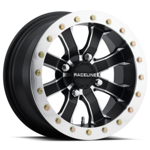 Raceline A71 Mamba 14x10in/4x137 BP/5+5 0mm Offset/110.18mm Bore Blk & Machined Ring Beadlock Wheel