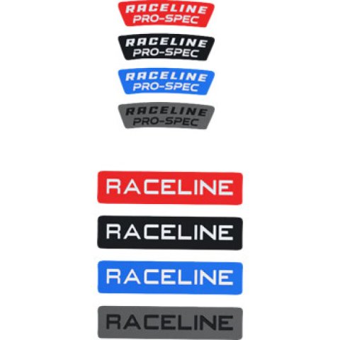 Raceline 13 Decal Pack Includes: 2 Lip Decals; 1 Cap Decal - Blue, Red, Black, Gunmetal