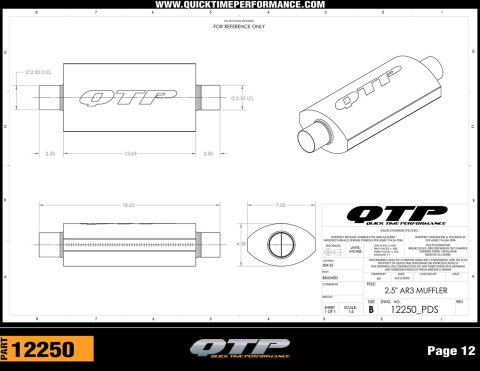 QTP 2.5in Weld-On 304SS AR3 Muffler