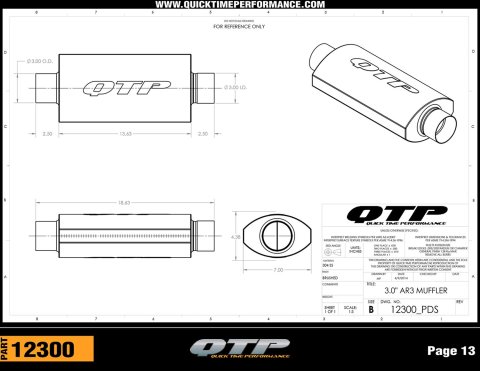 QTP 3in Weld-On 304SS AR3 Muffler