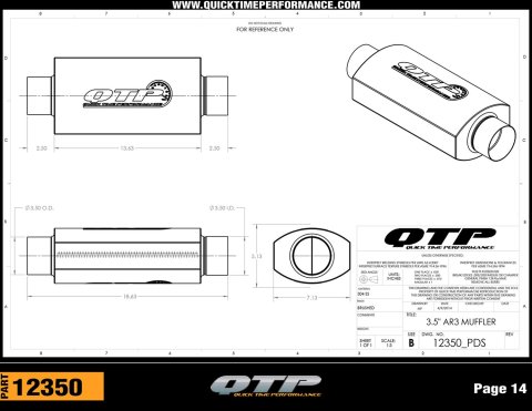 QTP 3.5in Weld-On 304SS AR3 Muffler
