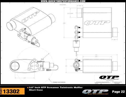 QTP 3in Weld-On 304SS Screamer Muffler Short Case w/Bolt-On QTEC Electric Cutout